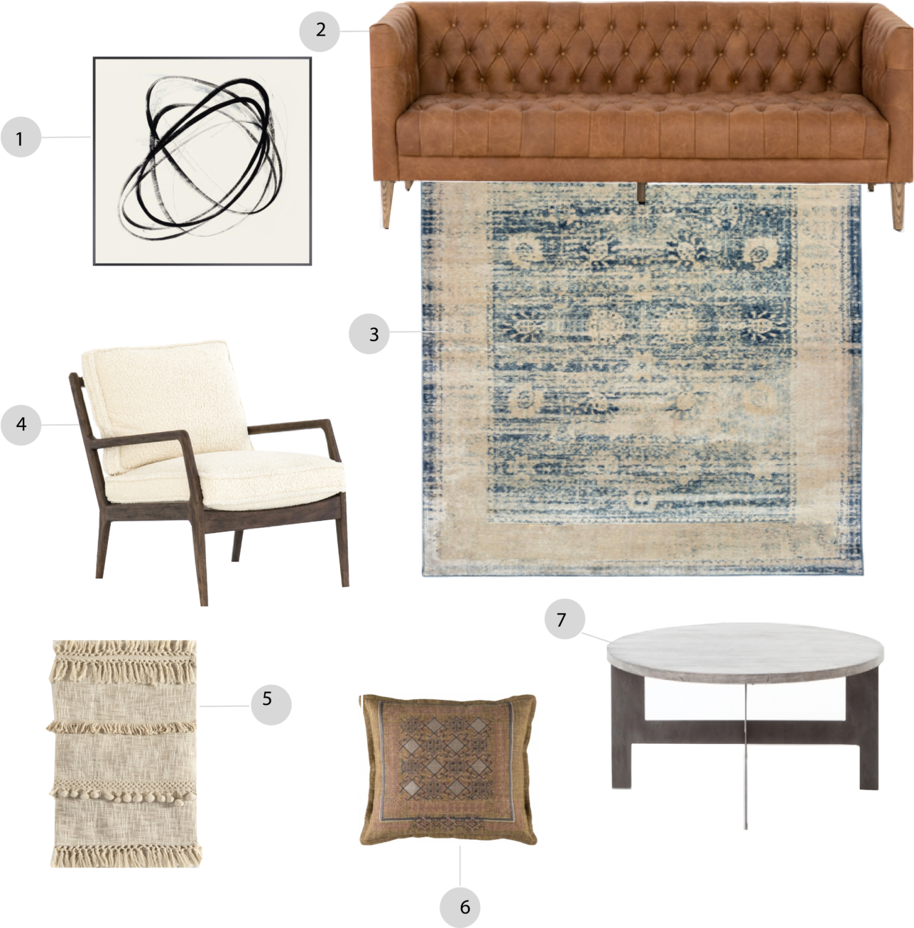 Living Room Furniture Collection PNG Image