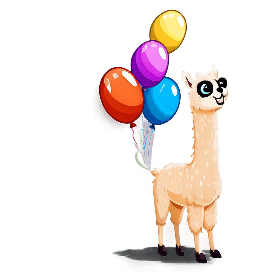 Llama With Balloons Png Vpf PNG Image