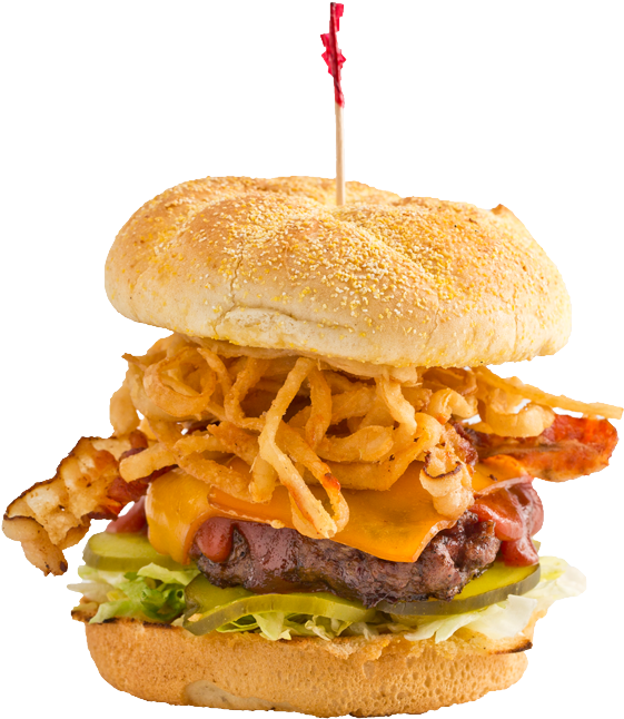 Loaded Gourmet Burgerwith Fries PNG Image