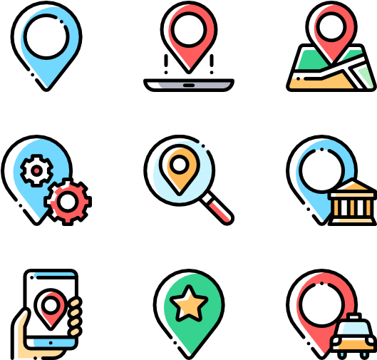 Location Pin Icons Set PNG Image