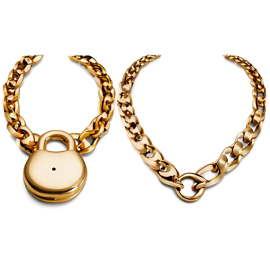 Lock Gold Necklace Png 06122024 PNG Image