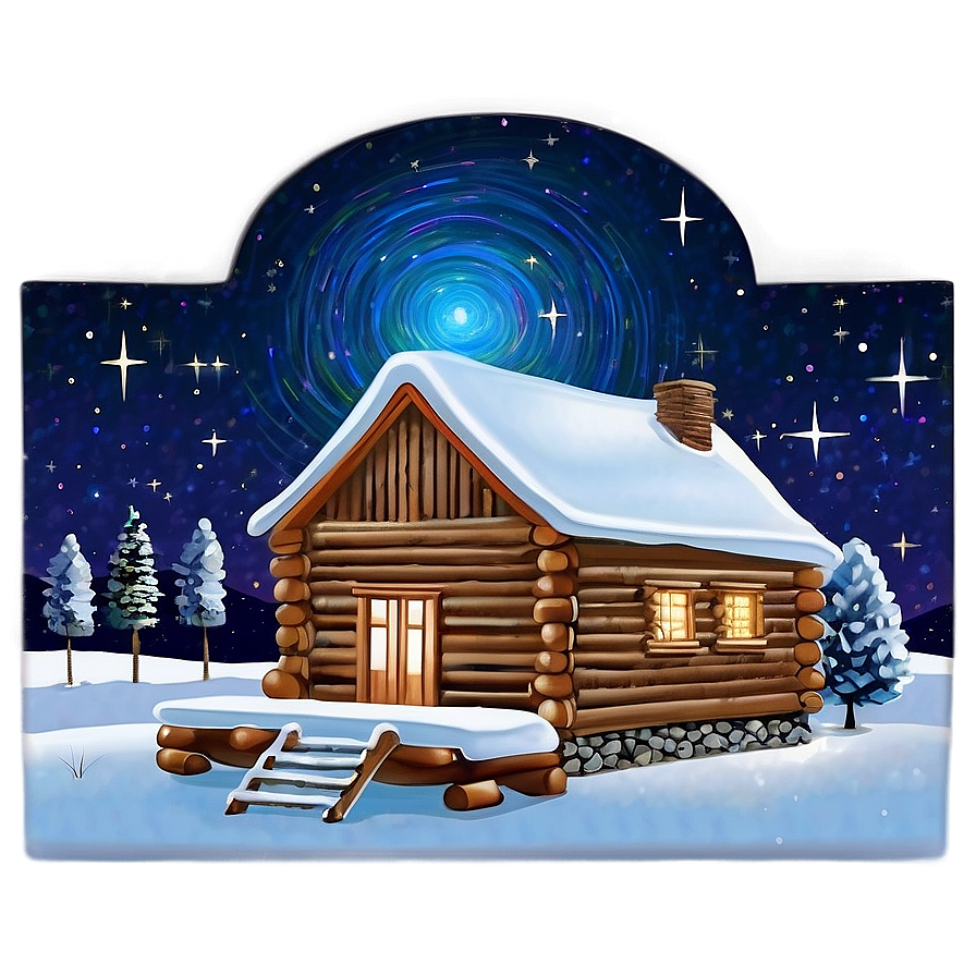 Log Cabin Under Starry Night Png Ajy5 PNG Image