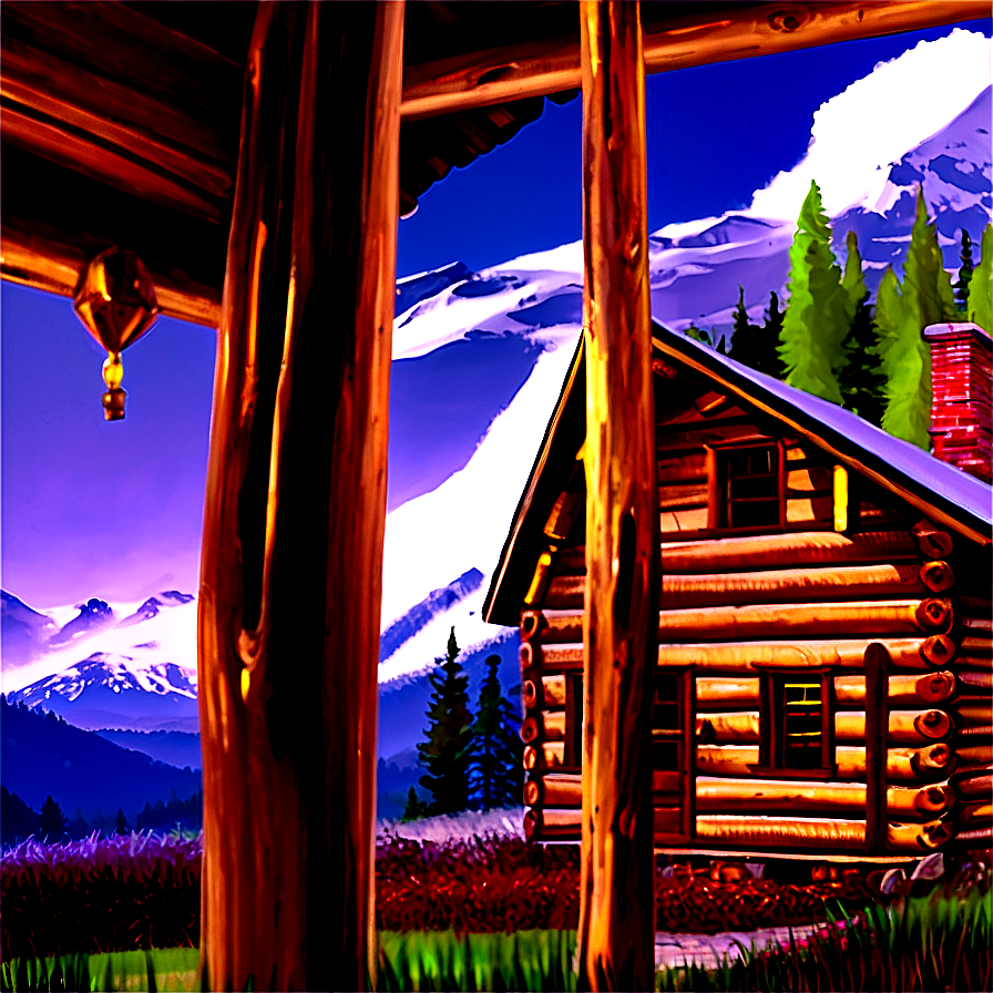 Log Cabin With Mountain Backdrop Png Xvk PNG Image