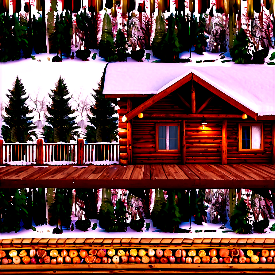 Log Cabin With Wooden Deck Png 06122024 PNG Image