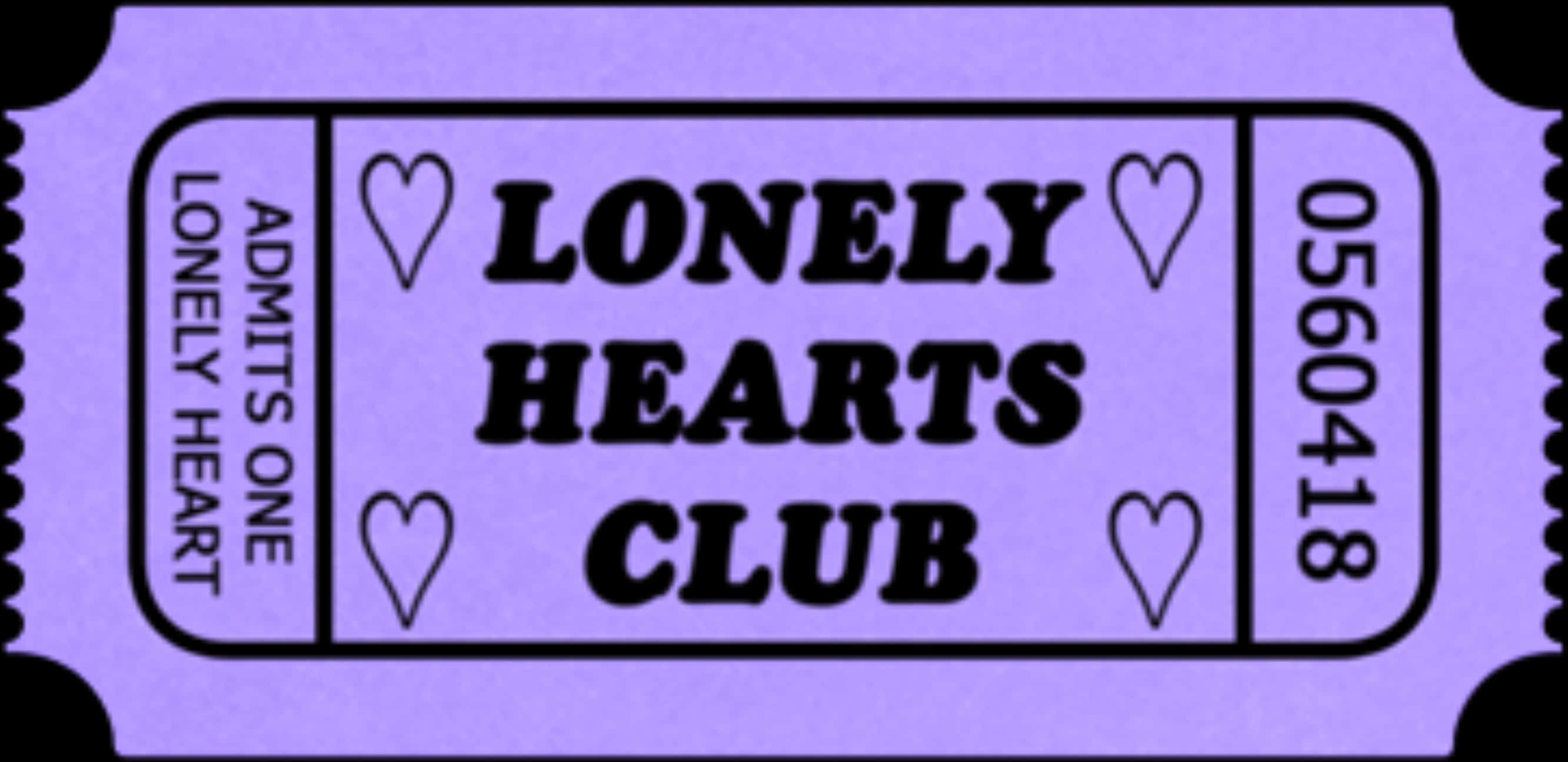 Lonely Hearts Club Ticket Overlay PNG Image