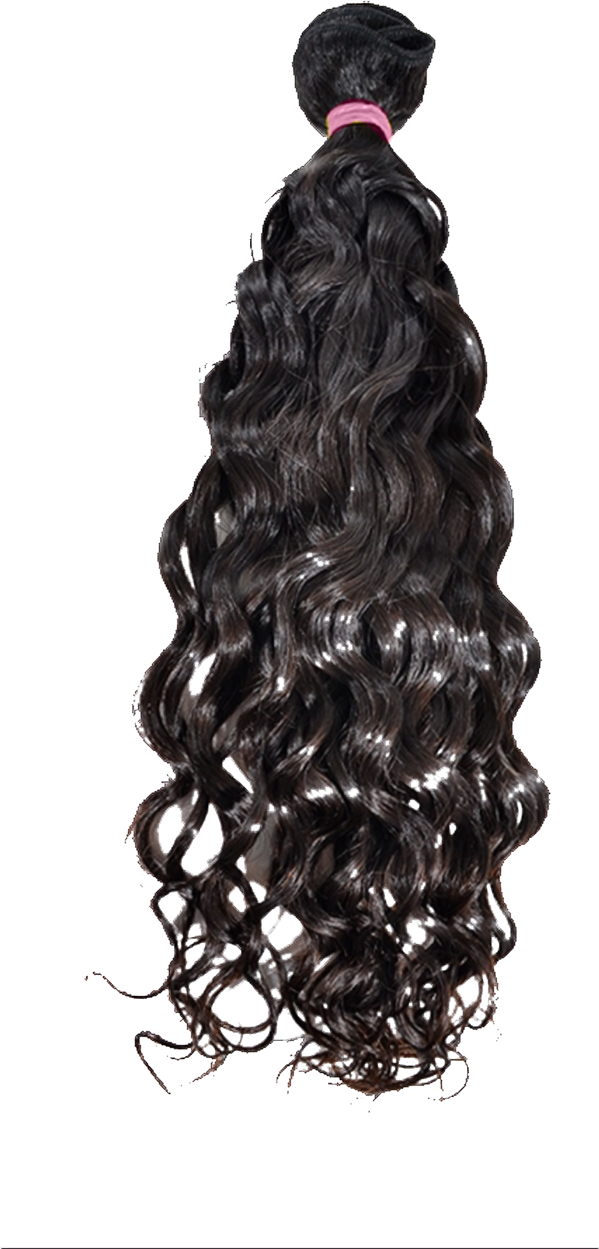 Long Black Curly Hair Extension PNG Image