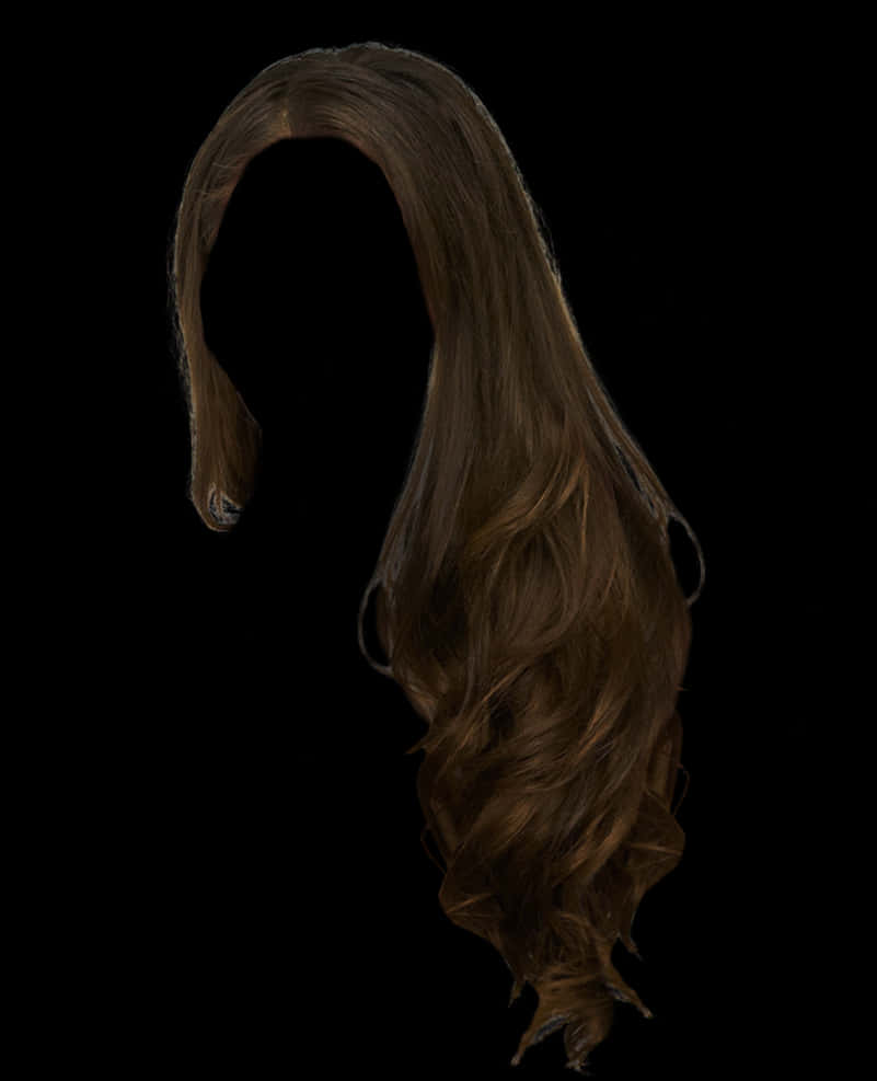 Long Brunette Hair Cascading Curls PNG Image