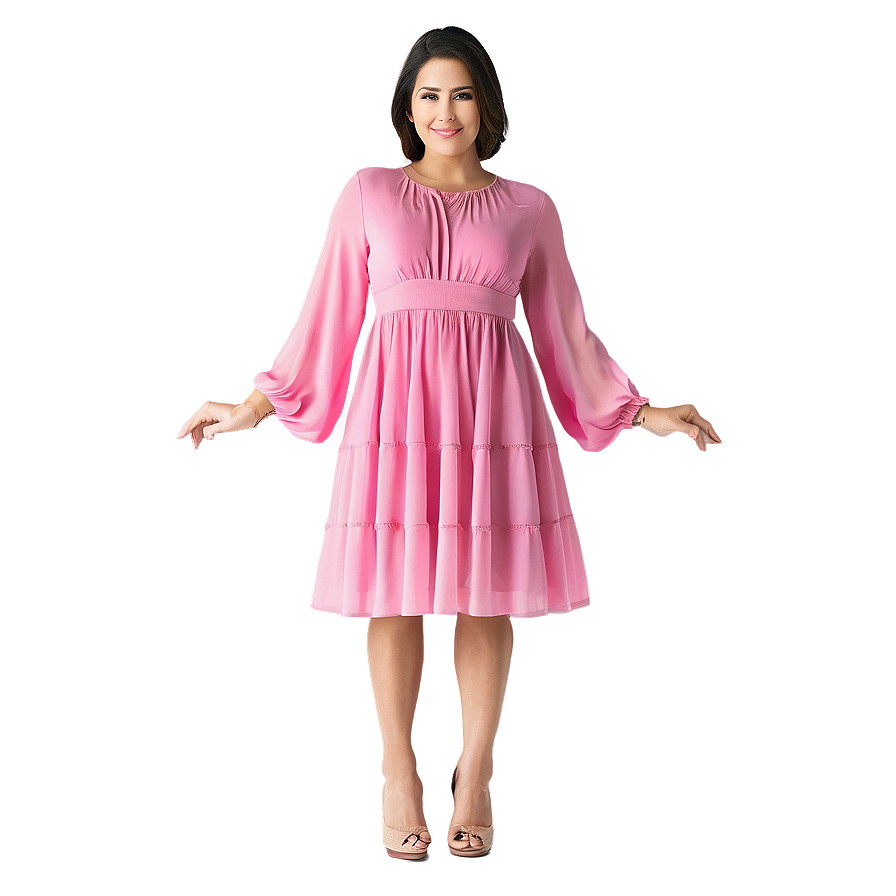 Long Sleeve Pink Dress Png Qpr75 PNG Image