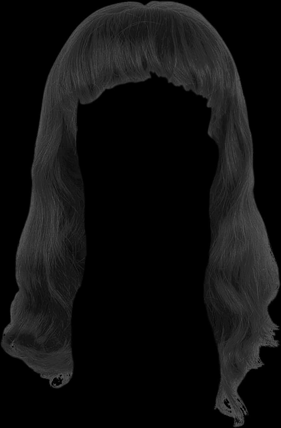 Long Wavy Hairstyle Silhouette PNG Image