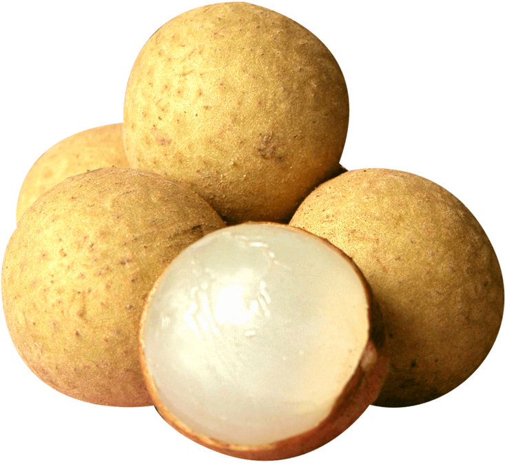 Longan Fruit Cluster Peeledand Whole PNG Image