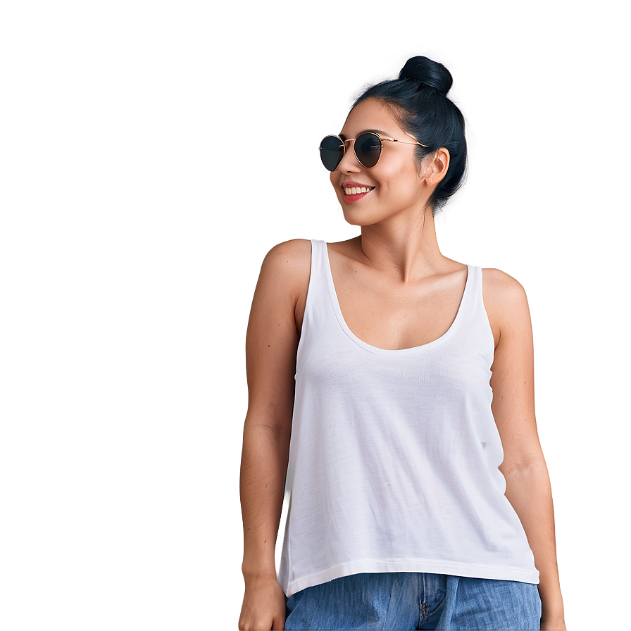 Loose White Tank Top Relaxation Png Tdc PNG Image