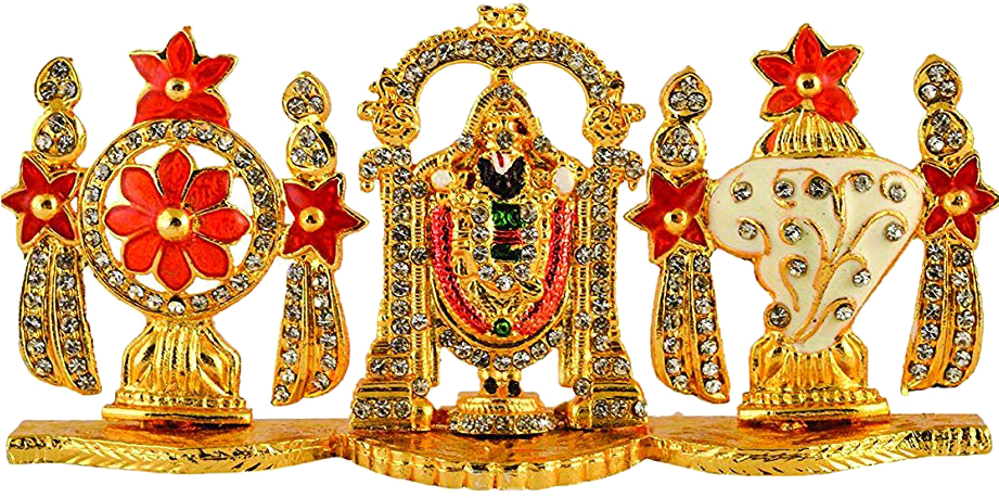 Lord Balaji Idolwith Floral Designs PNG Image