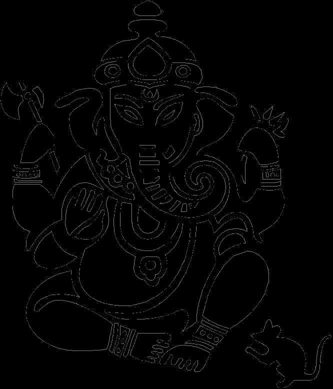 Lord Ganesh Outline Art PNG Image