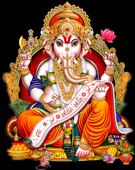 Lord Ganesha Colorful Artwork PNG Image