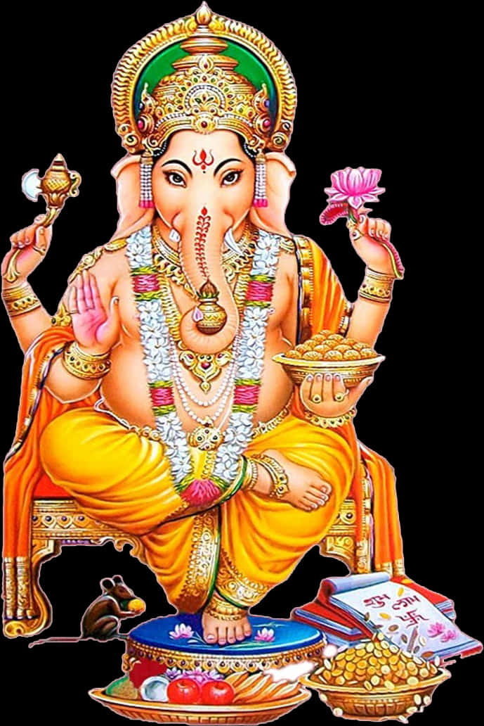 Lord Ganesha Colorful Artwork PNG Image