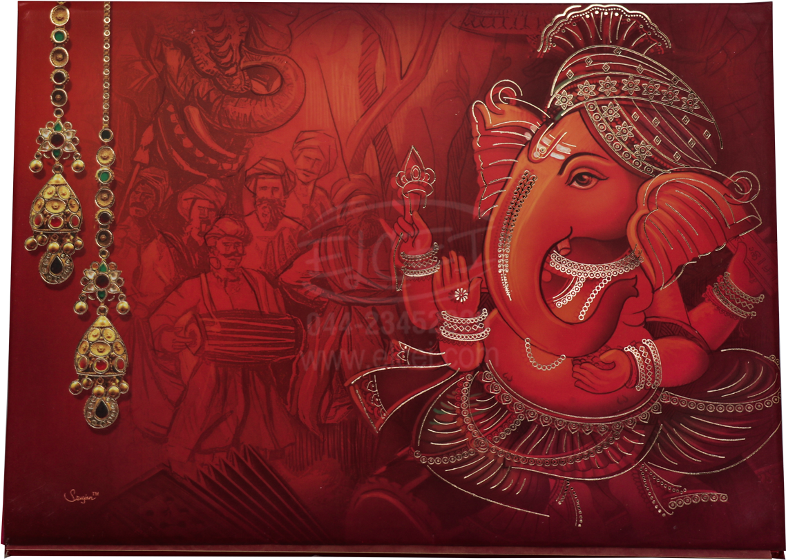 Lord Ganesha Hindu Wedding Invitation Artwork PNG Image