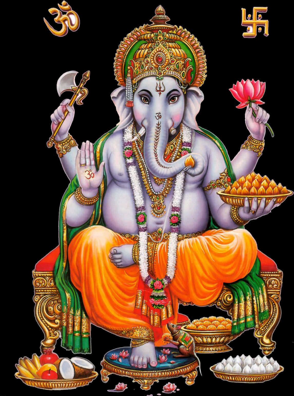 Lord Ganesha Traditional Artwork PNG Image