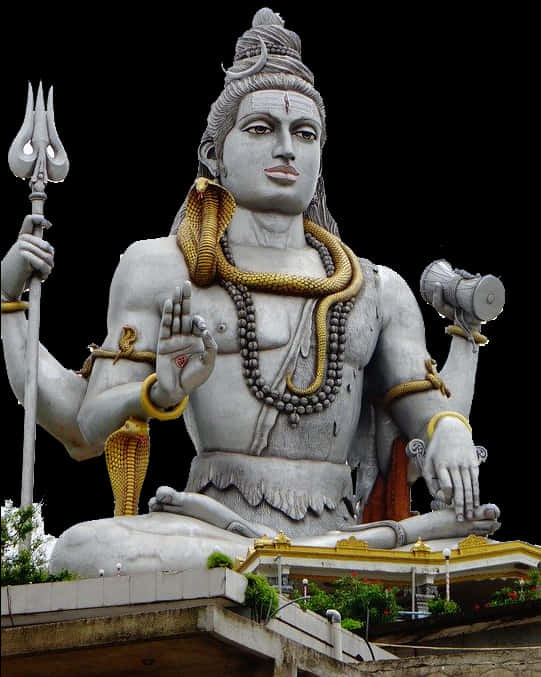 Lord Shiva Statue Majestic Pose PNG Image