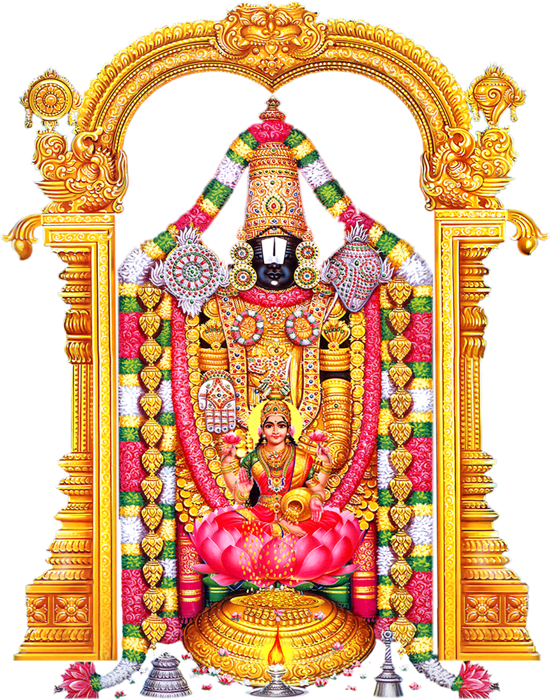 Lord_ Venkateswara_and_ Goddess_ Lakshmi_ Artwork PNG Image