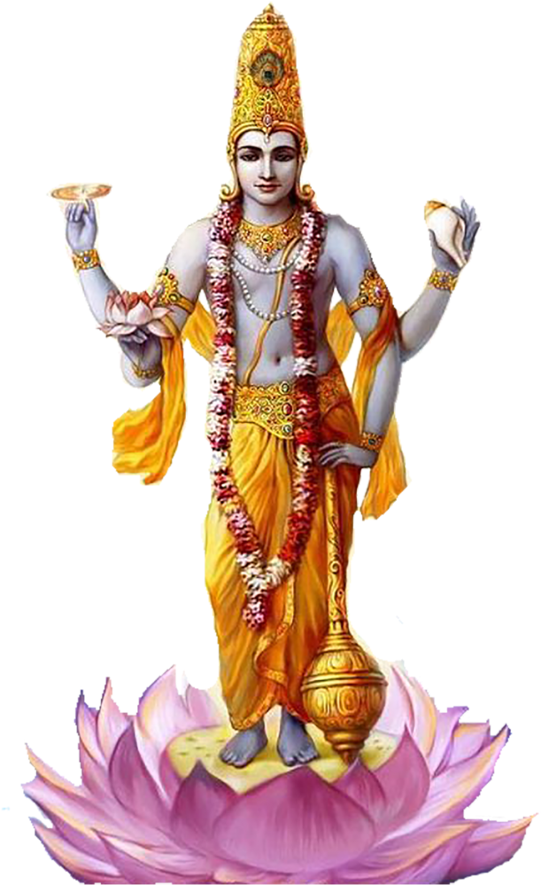 Lord_ Vishnu_ Standing_on_ Lotus PNG Image