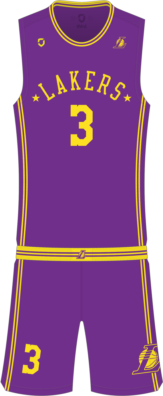 Los Angeles Lakers Purple Uniform Number3 PNG Image