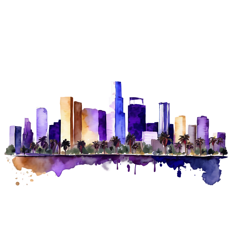 Los Angeles Skyline Watercolor Png 34 PNG Image