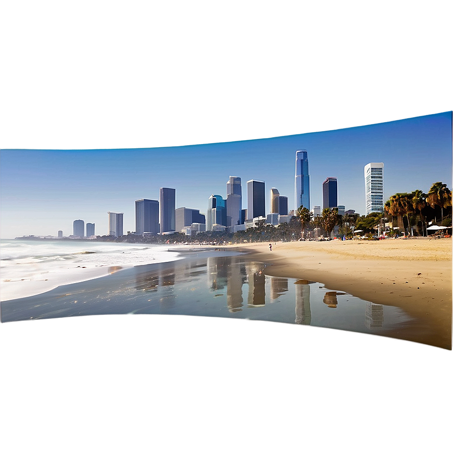 Los Angeles Skyline With Beach View Png Abv PNG Image