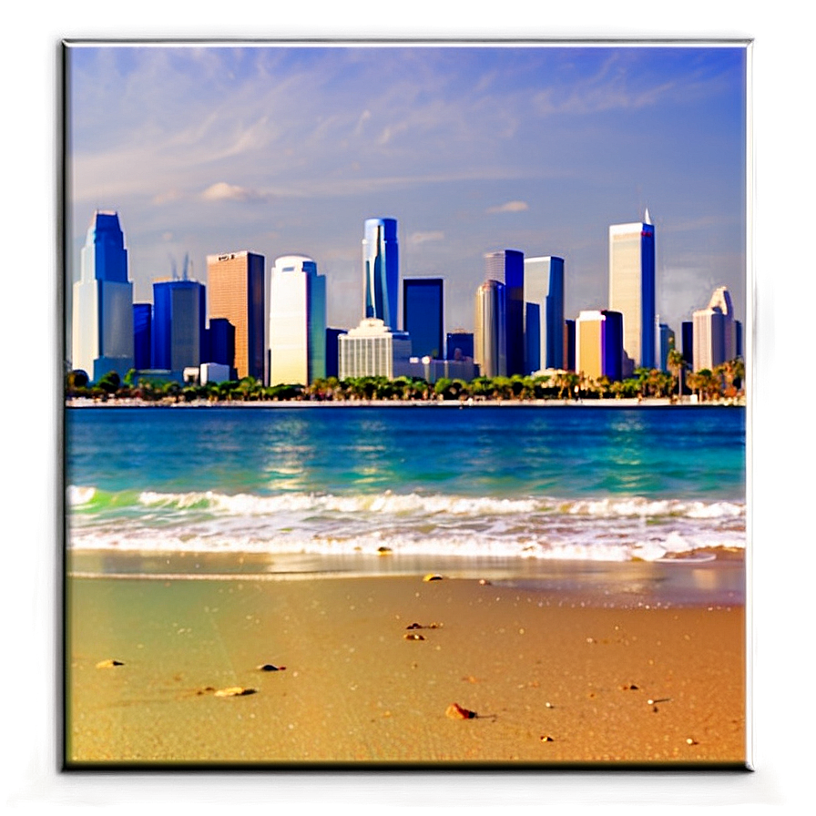 Los Angeles Skyline With Beach View Png Nyc PNG Image