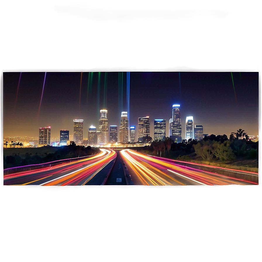 Los Angeles Skyline With Light Trails Png 06252024 PNG Image