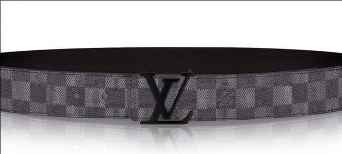 Louis Vuitton Black Grey Monogram Belt PNG Image