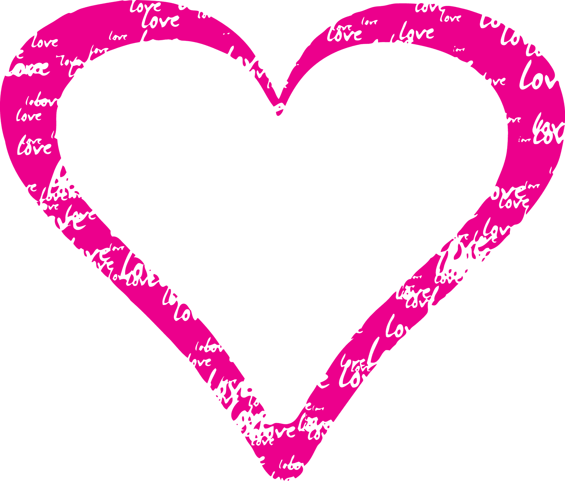 Love Script Heart Outline PNG Image