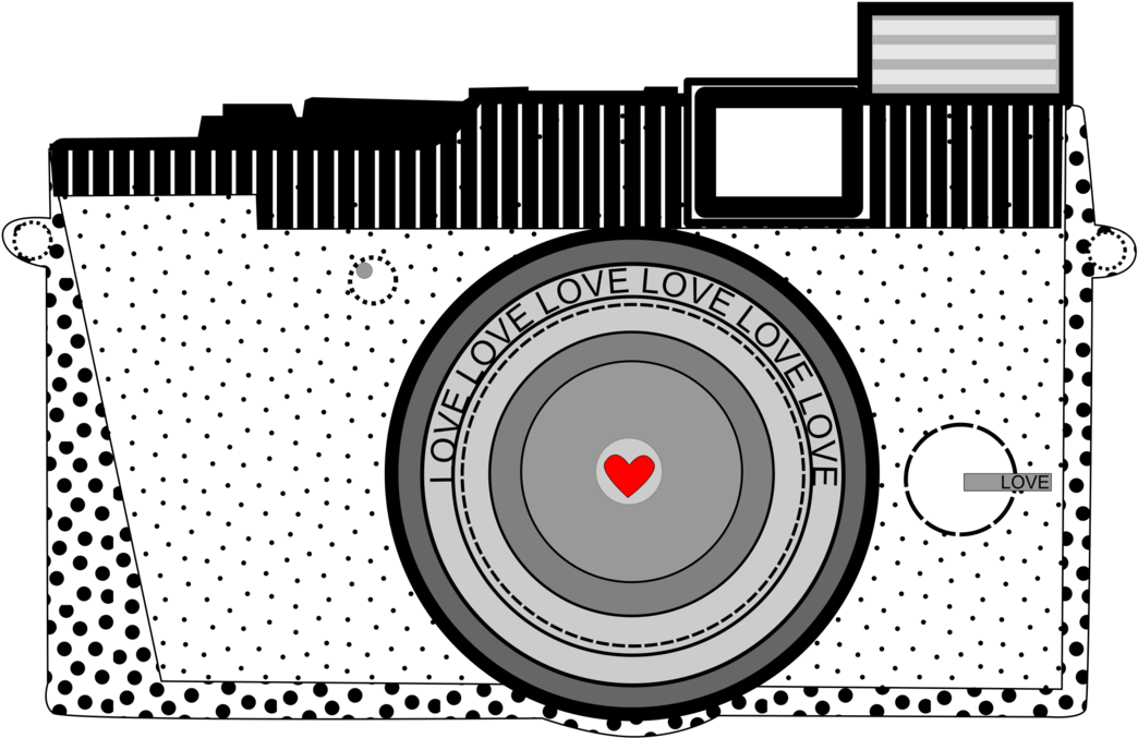 Love Themed Vintage Camera Illustration PNG Image