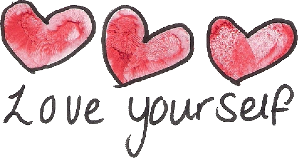 Love Yourself Hearts Quote PNG Image