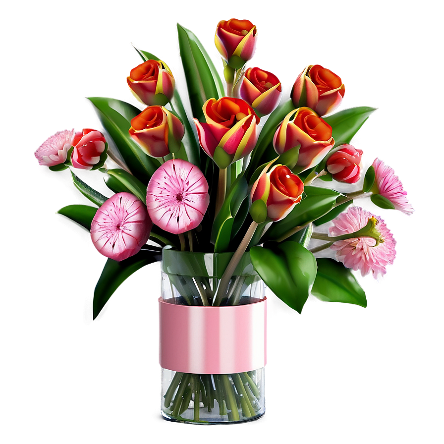 Lovely Valentine's Day Flower Bouquet Png Tkv38 PNG Image