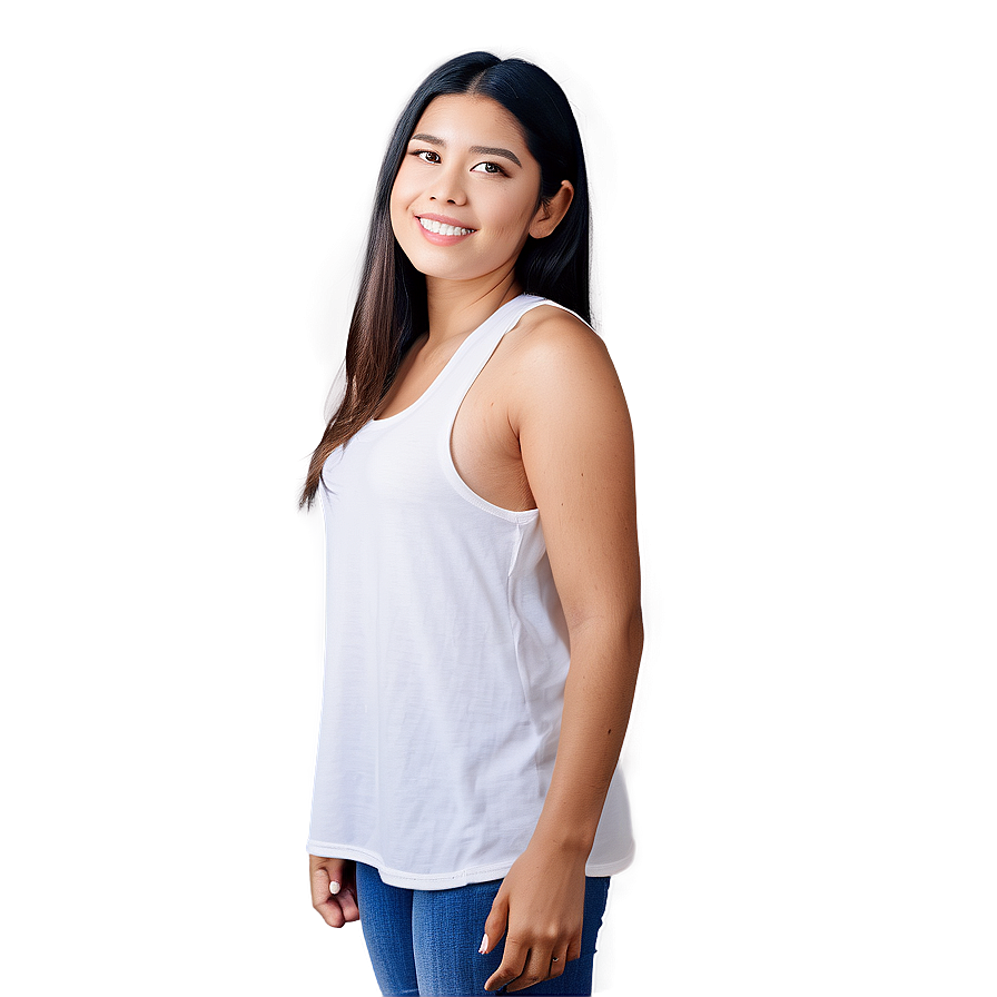 Low Cut White Tank Top Png Jka PNG Image