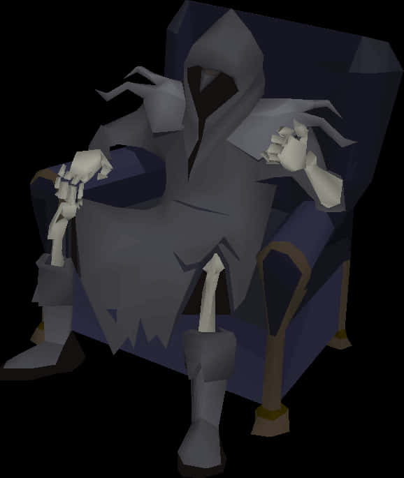 Low Poly Grim Reaper Seated PNG Image