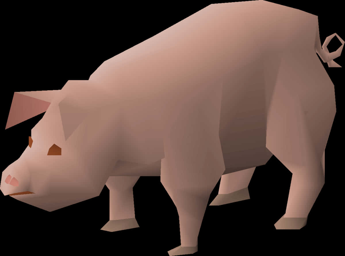 Low Poly Pig Model PNG Image