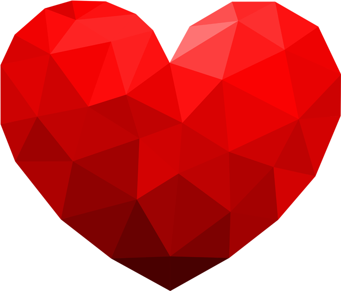 Low Poly Red Heart Graphic PNG Image