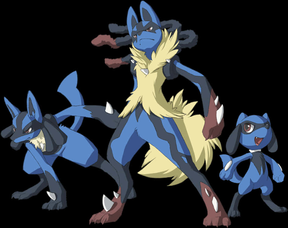 Lucario Evolution Line Artwork PNG Image