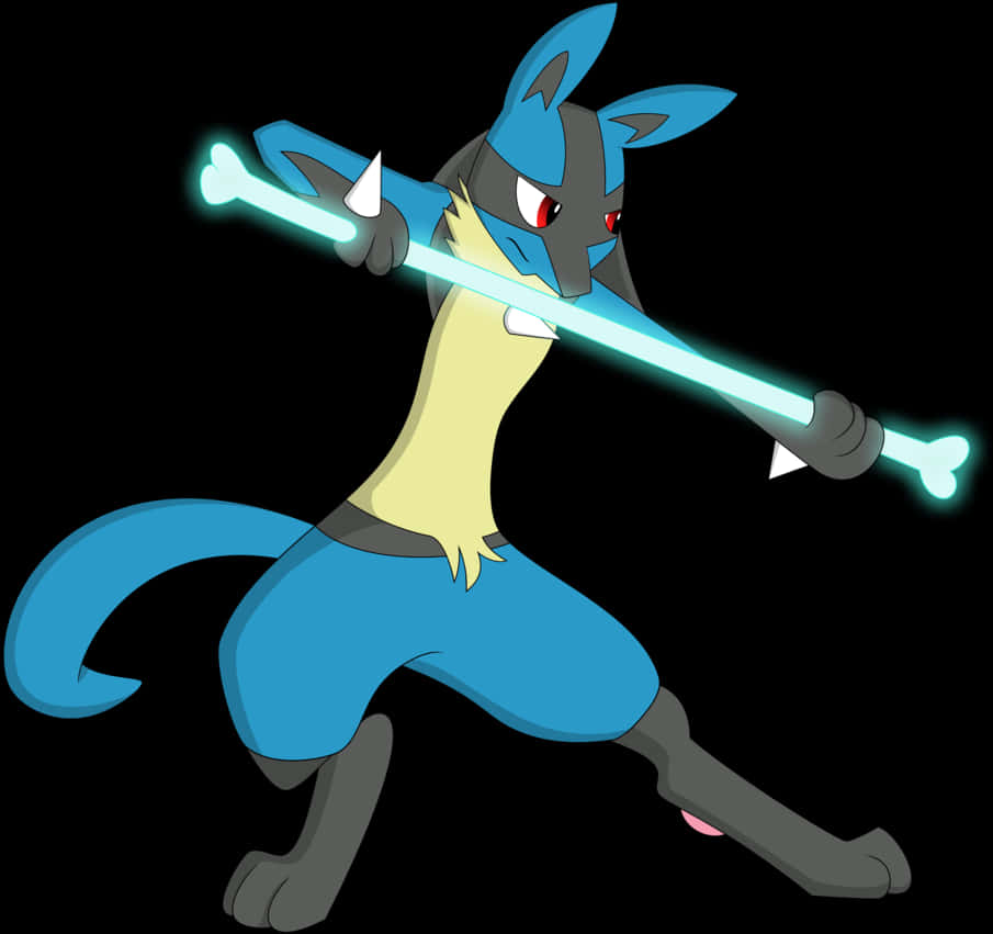 Lucario With Aura Sphere PNG Image