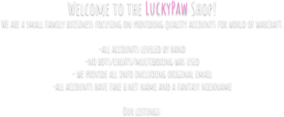 Lucky Paw Shop Worldof Warcraft Accounts PNG Image