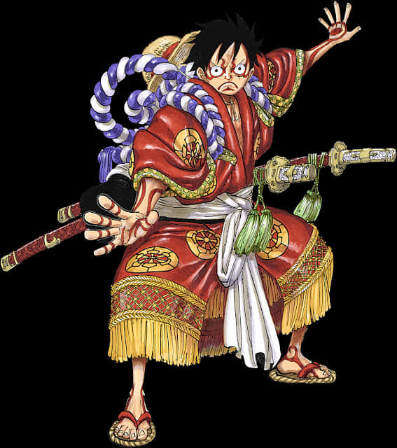 Luffyin Traditional Japanese Attire PNG Image