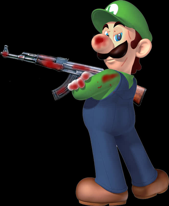 Luigi With A K47 Edit PNG Image