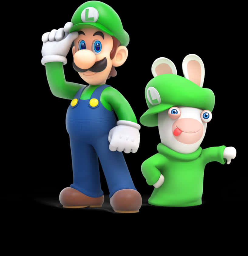 Luigiand Rabbid Friend PNG Image