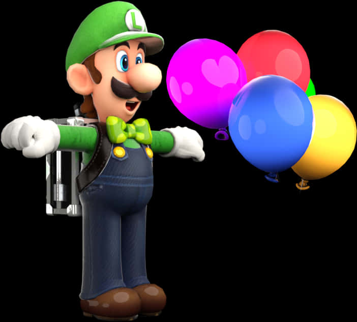 Luigiwith Balloons PNG Image