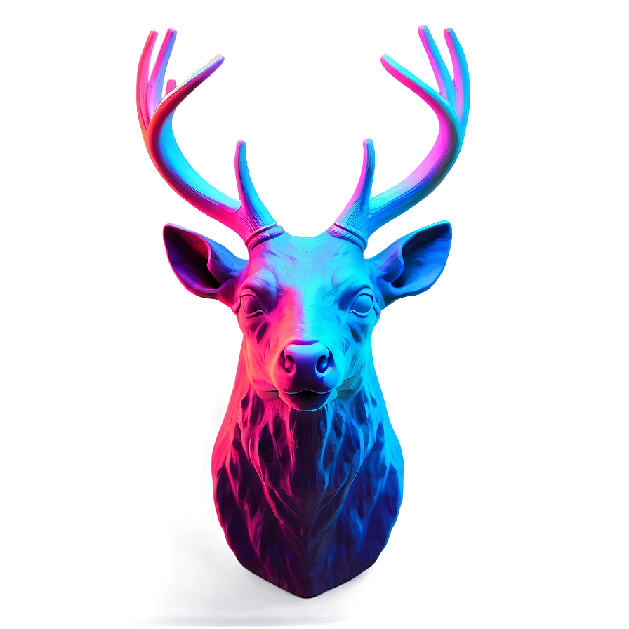 Luminous Deer Head Neon Effect Png 4 PNG Image