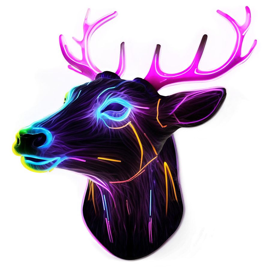 Luminous Deer Head Neon Effect Png Ndv PNG Image