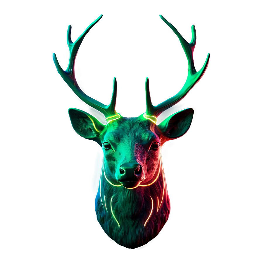 Luminous Deer Head Neon Effect Png Vvw PNG Image