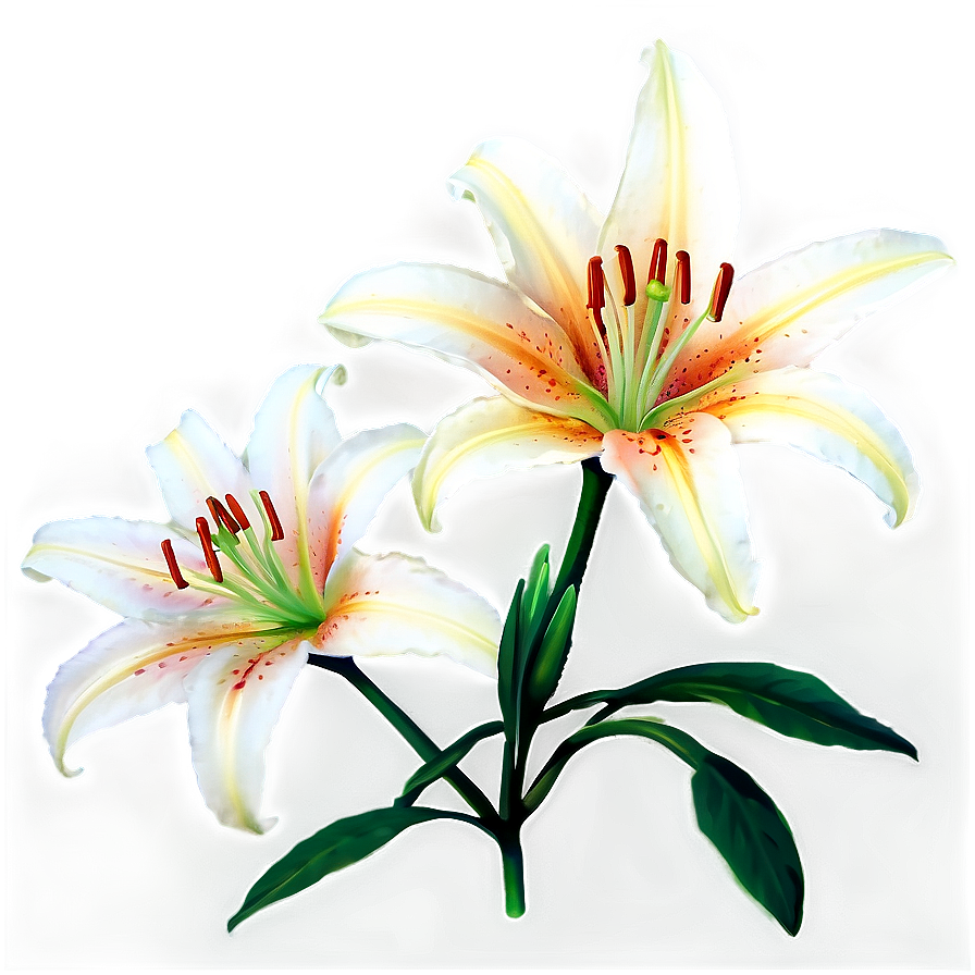 Luminous Lilies Night Scene Png Hjs PNG Image