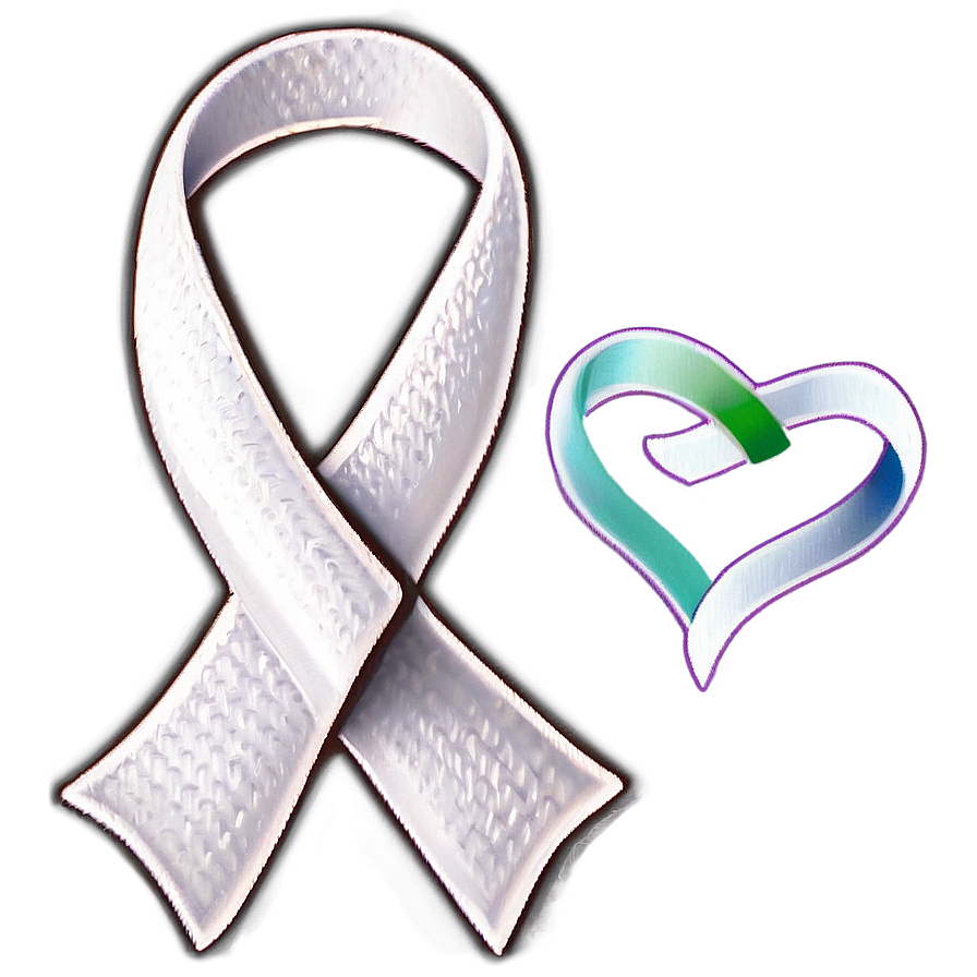 Lung Cancer Ribbon And Heart Png Bpe27 PNG Image